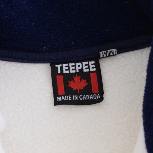 90S Teepee Blue And White Embroidered Vancouver Canada Zip Up Fleece Vest Medium - Picture 8 of 9